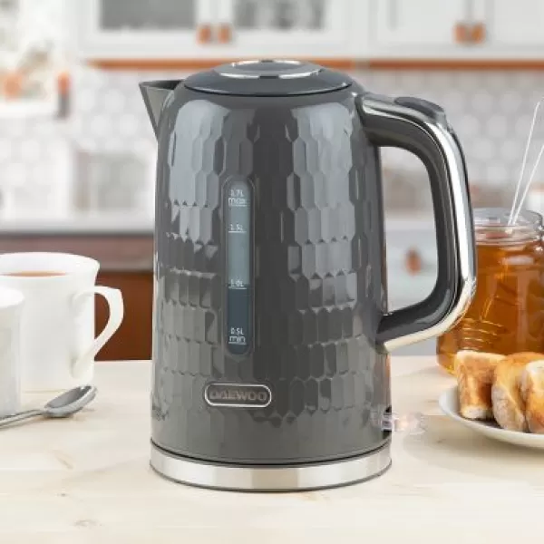 Image of Daewoo Fast Boil Jug Kettle Honeycomb Dark Grey - 1.7L
