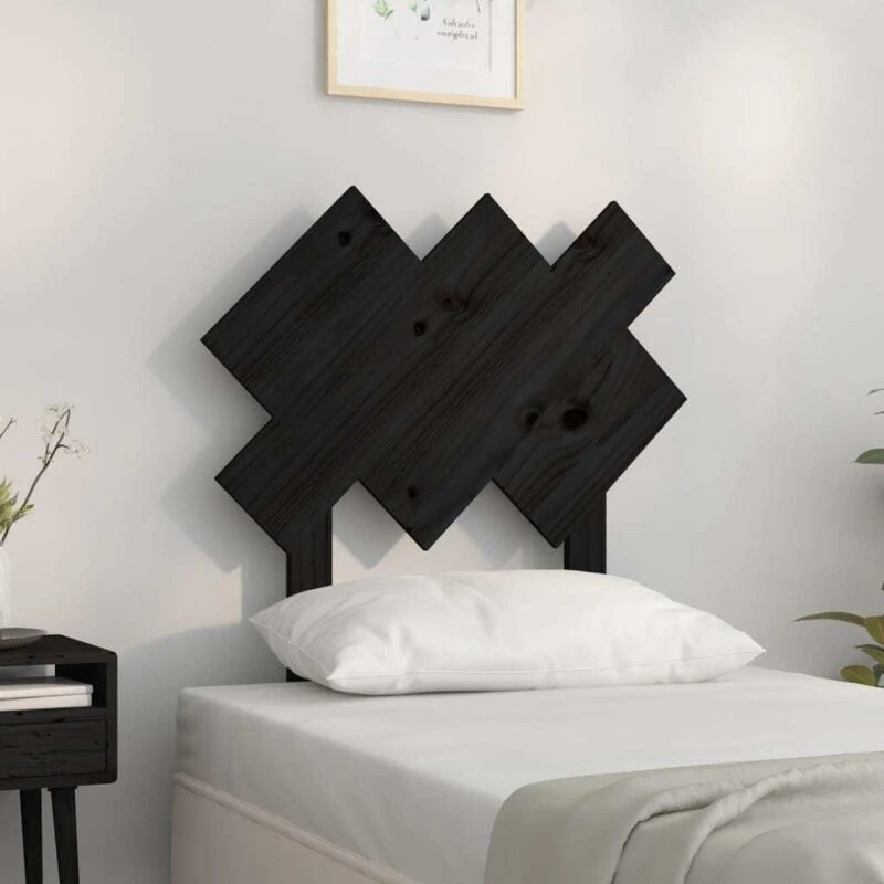 Image of Vidaxl Bed Headboard Black 72.5X3X81cm Solid Wood Pine, Black 819199