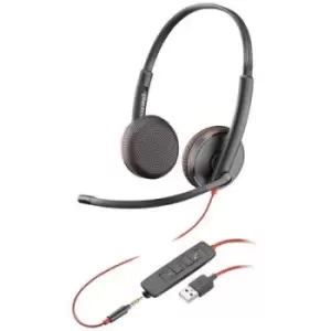Image of POLY Blackwire C3220 PC On-ear headset Corded (1075100) Stereo Black Noise cancelling Headset, Volume control, Microphone mute