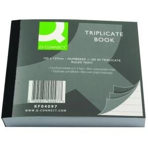 Image of Q-Connect Feint Ruled Triplicate Book 102x127mm KF04097