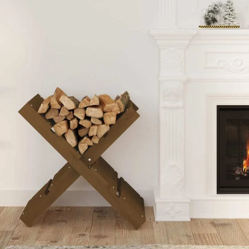 Image of vidaXL Log Holder Honey Brown 47x39.5x48cm Solid Wood Pine, Brown 822450