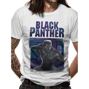 image of Black Panther Movie - White Logo Image Mens Medium T-Shirt - White