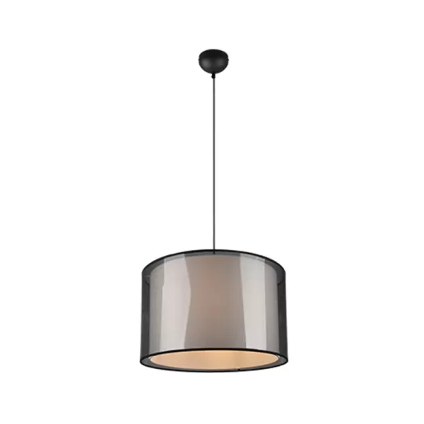 image of Burton Modern Cylindrical Pendant Ceiling Light Black Matt