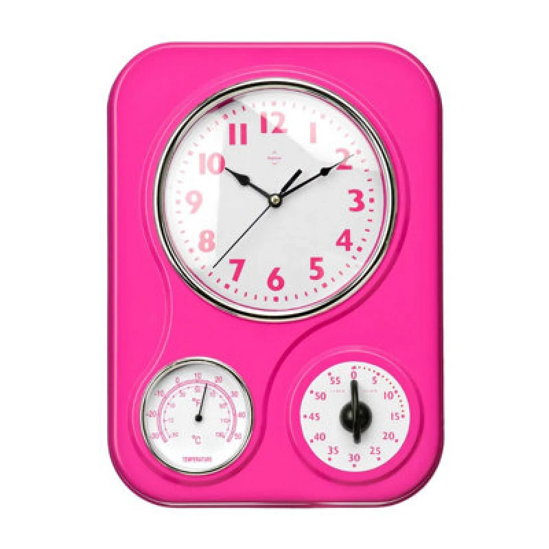 Image of Premier Housewares Maison by Premier Hot Pink Timer/Temperature Display Wall Clock Pink
