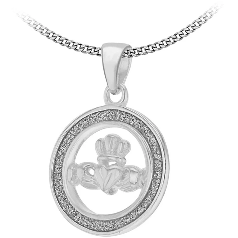 Image of Be You Sterling Silver Stardust Claddagh Necklace Silver female 18inch