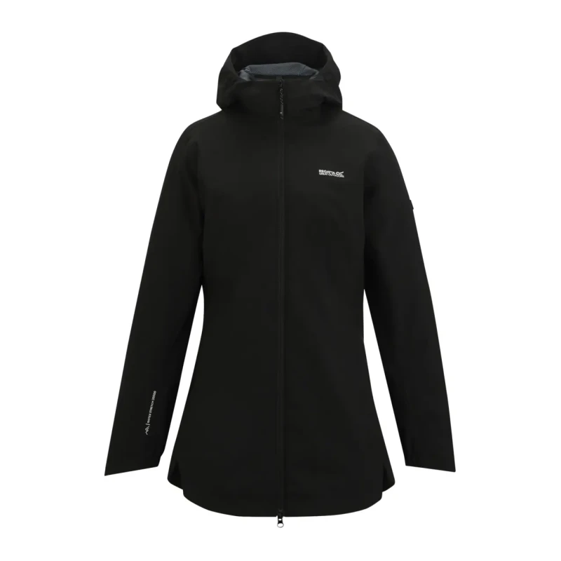 Image of Regatta Womens Natalina Hooded Waterproof Jacket in Jet Black Size: 8 Jet Black Female 8
