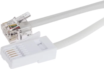 Maplin RJ11 to BT Plug BT- 431A Telephone Modem Cable - White, 3m