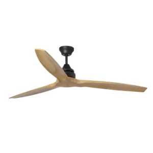 Image of Alo Large Wood Ceiling Fan Without Light Dark Brown, Rustic Pine