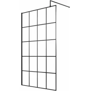 Image of Hudson Reed Frame Effect Wet Room Screen with Support Bar 1100mm Wide - 8mm Glass