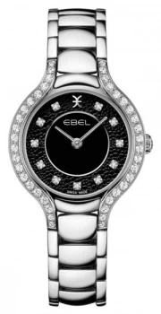 image of EBEL Womens Beluga Stainless Steel Bracelet Black Dial Watch