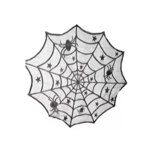 Image of I Saw It First Black Spider Web Round Table Cloth - Black