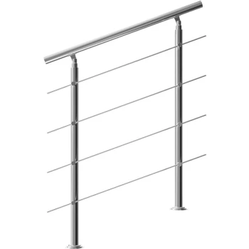 Image of Banisters Stainless Steel Indoor and Outdoor Handrail Railing Balustrade Balcony 4 crossbars, 100cm - Monzana