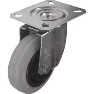 image of SS Swivel Plate 125MM Grey Rubber Tyre