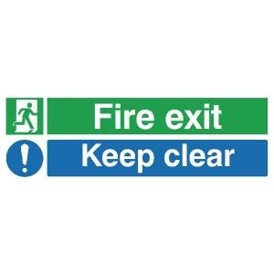 Image of Safety Sign Fire Exit Keep Clear 150x450mm PVC EC08SR