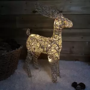 image of 60cm Gold Wicker Large LED Illuminated Christmas Reindeer Figures Indoor Decoration