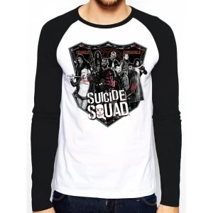 Image of Suicide Squad 'Group Shot' Mens Large Baseball Shirt - White