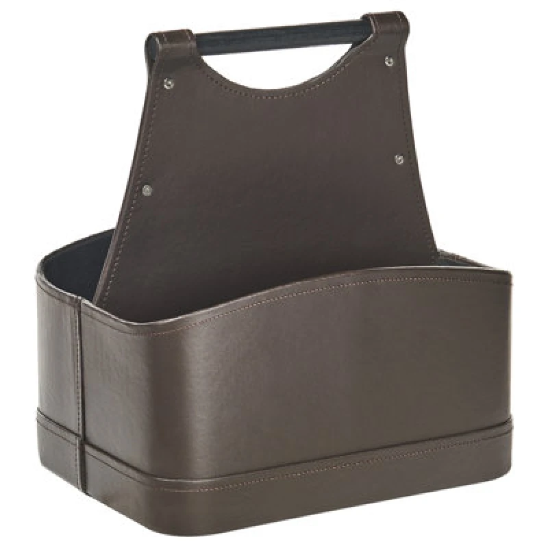 Image of Beliani Basket Uruk Faux Leather Dark Brown