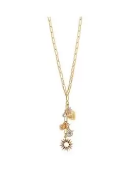 image of Lipsy Gold Plated Coloured Stone Starburst Cluster Necklace