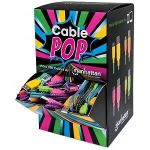 Image of Manhattan USB-A to Micro-USB Braided Cable Counter Top Display contains 60x 0.5m Cables Male to Male 480 Mbps (USB 2.0) Hi-Speed USB Colours: Teal/Yel