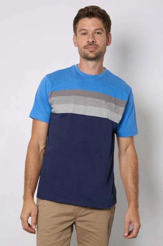 Image of Debenhams Debenhams Men Navy Detroit Stripe T-Shirt Size: 3X-Large Navy 3X-Large Male 5045748210057