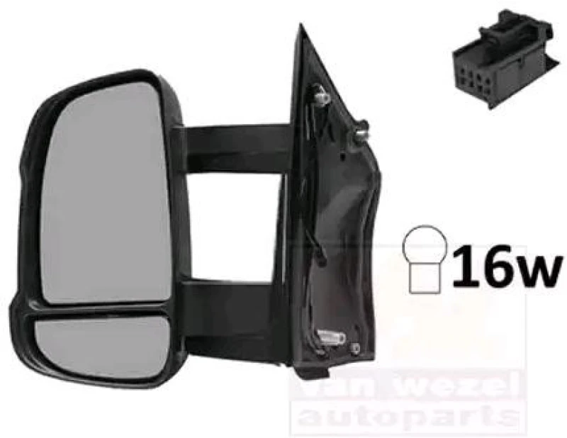 Image of VAN WEZEL 1651811 Wing mirror * HAGUS * Left, black, Mid-sized mirror arm Outside Mirror (50)