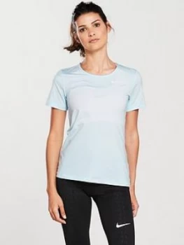 image of Nike Training Mesh Tee Blue Size L Women