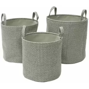 Silva Round Fabric Storage Baskets, Set of 3, Grey - JVL