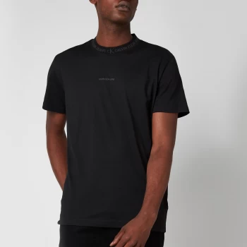 Image of Calvin Klein Jeans Mens Organic Cotton Logo Collar T-Shirt - Black - L