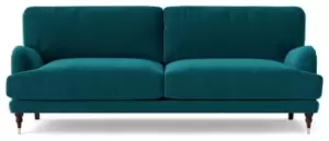 image of Swoon Charlbury Velvet 3 Seater Sofa- Kingfisher Blue