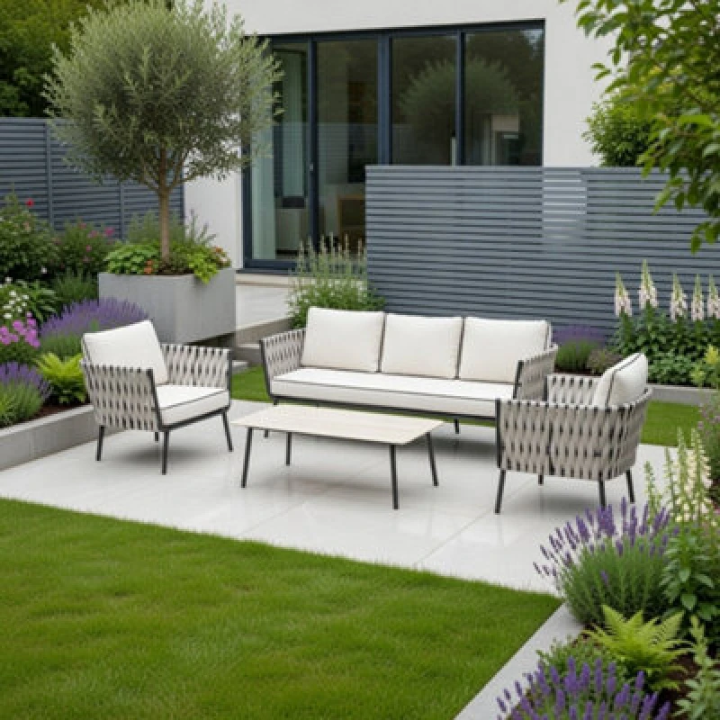 Image of Ds Living Rope Aluminium Garden Furniture 5 Seater