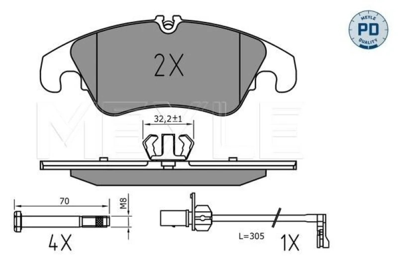 Image of Brake pad set MEYLE 025 222 5219/PD