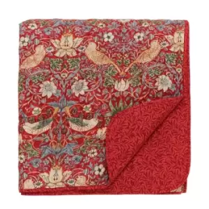 image of William Morris Bedding, Strawberry Thief Bedspread, Crimson