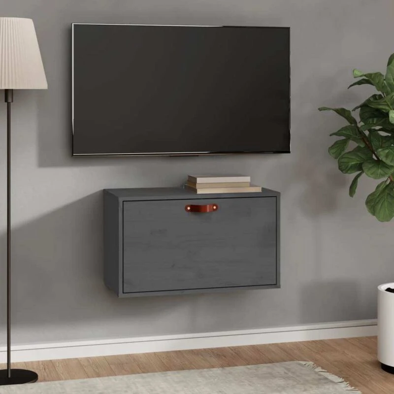 Image of Vidaxl Wall Cabinet Grey 60X30X35cm Solid Wood Pine, Grey 818352