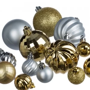 Image of Robert Dyas 55 Piece Bauble Pack - Silver/Gold