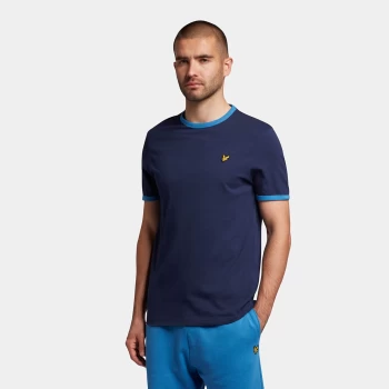 Image of Mens Ringer T-Shirt - Navy/Spring Blue - L