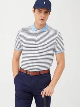 Image of Polo Ralph Lauren Golf Lightweight Performance Pique Polo Shirt - White/Navy