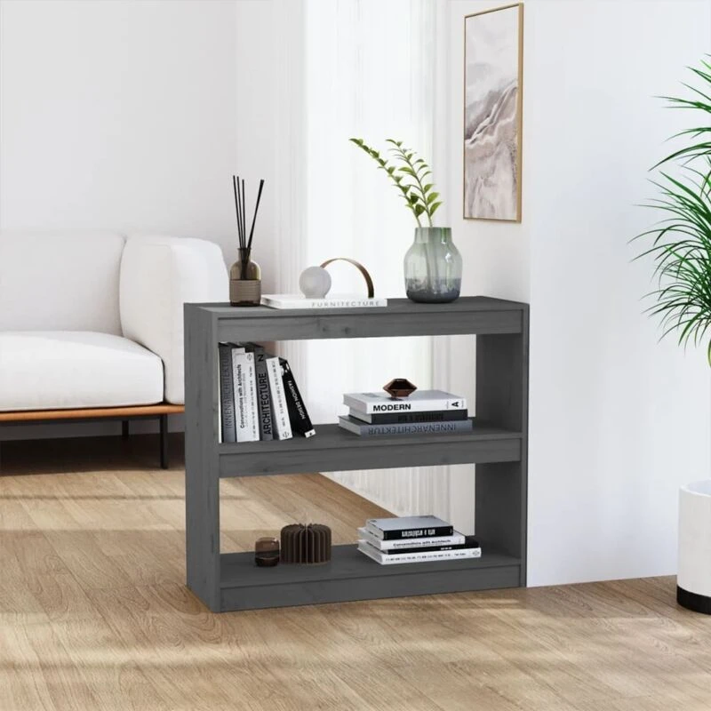Image of VIDAXL Vidaxl - Book Cabinet/Room Divider Grey 80x30x71.5cm Solid Wood Pine 8720286608852
