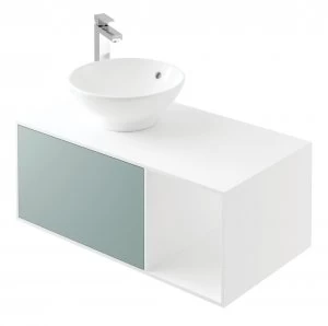 Image of Wickes Eli White Matt and Fjord Wall Hung Wall Unit - 900 mm