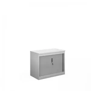 image of Systems horizontal tambour door cupboard 800mm high - white