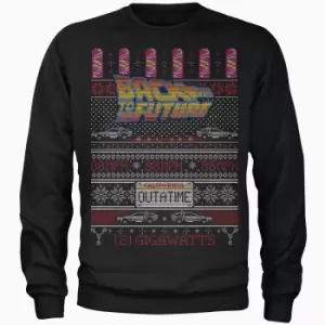 Image of Back To The Future OUTATIME Mens Christmas Jumper - Black - XL