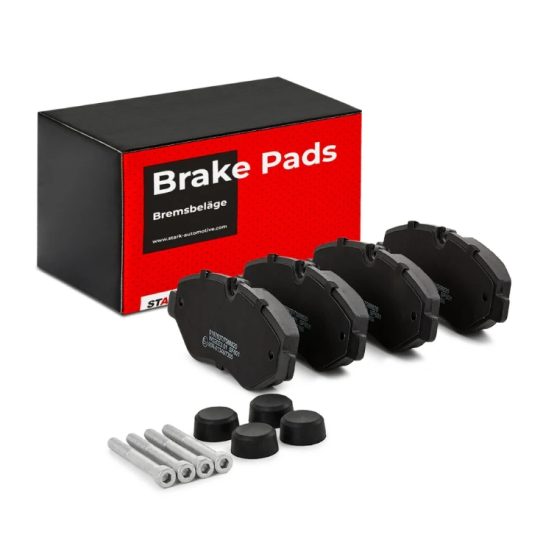 Image of STARK SKBP-0010126 Brake pad set Front Axle, excl. wear warning contact, with accessories, with anti-squeak plate Low-Metallic Brake Pad Set,disc brak
