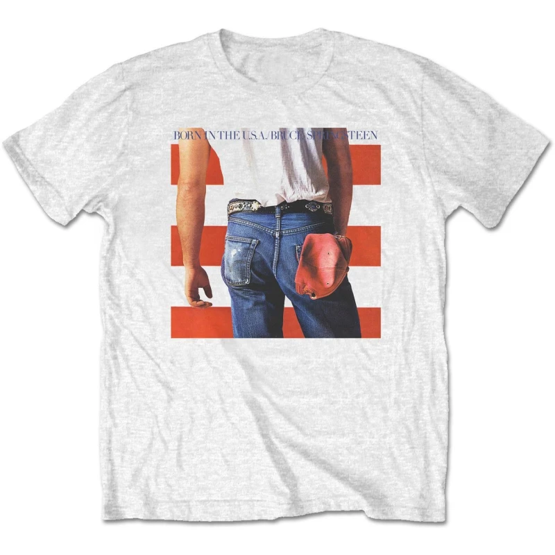 Image of Bruce Springsteen Bruce Springsteen Men Born in the USA T-Shirt in White Size: Small White S Male 5063238590922
