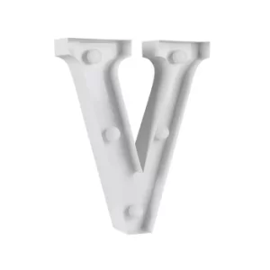 Image of White Metal Fairground Alphabet Letter V