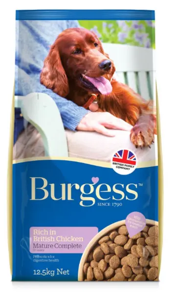 image of Burgess Mature Chicken Dog Food 12.5kg