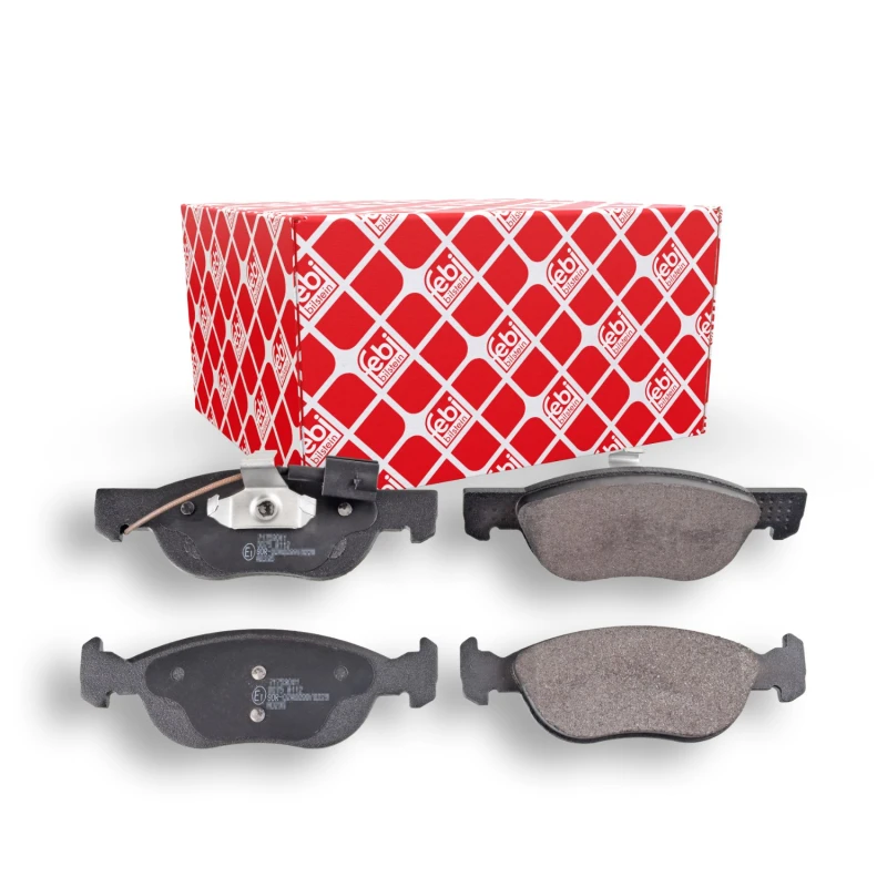 Image of FEBI BILSTEIN 116000 Brake pad set Front Axle, incl. wear warning contact, with piston clip Brake Pad Set,disc brake (402)