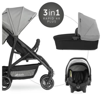 Image of Hauck Rapid 4R Plus Travel Set - Grey
