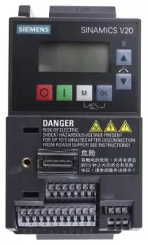 Image of Siemens SINAMICS V20 Inverter Drive, 1-Phase In, 0 550Hz Out, 0.75 kW, 230 V ac, 4.2 A