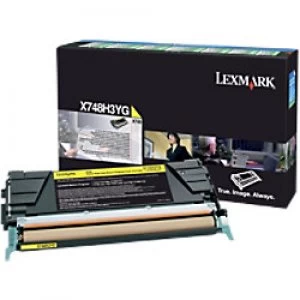 Image of Lexmark X748H3YG Yellow Laser Toner Ink Cartridge