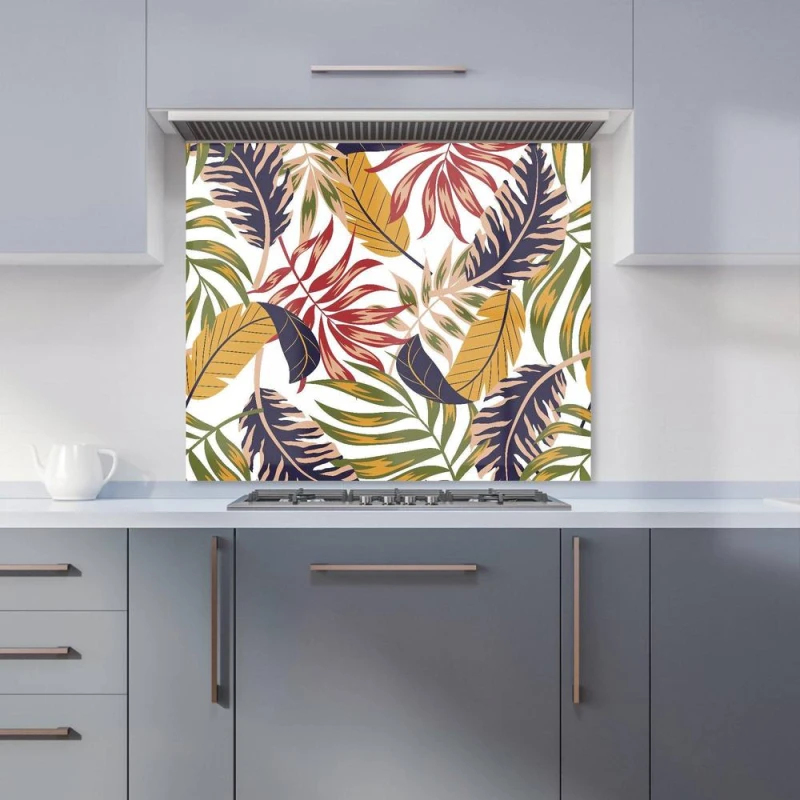 Image of Warren Reed - Designer Hawaiian Style Jungle Leaves Kitchen Splashback in Brown Size: 700mm x 750mm Brown Unisex 700mm x 750mm
