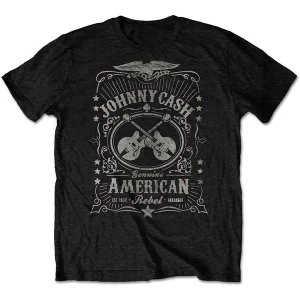 Image of Johnny Cash - American Rebel Unisex Small T-Shirt - Black